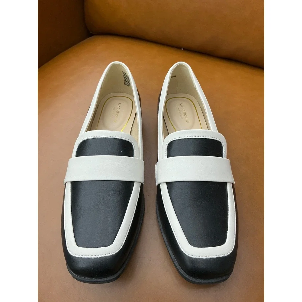 Liz Claiborne Jakey Loafers Womens 8.5 Black White Two Tone Flat Shoe